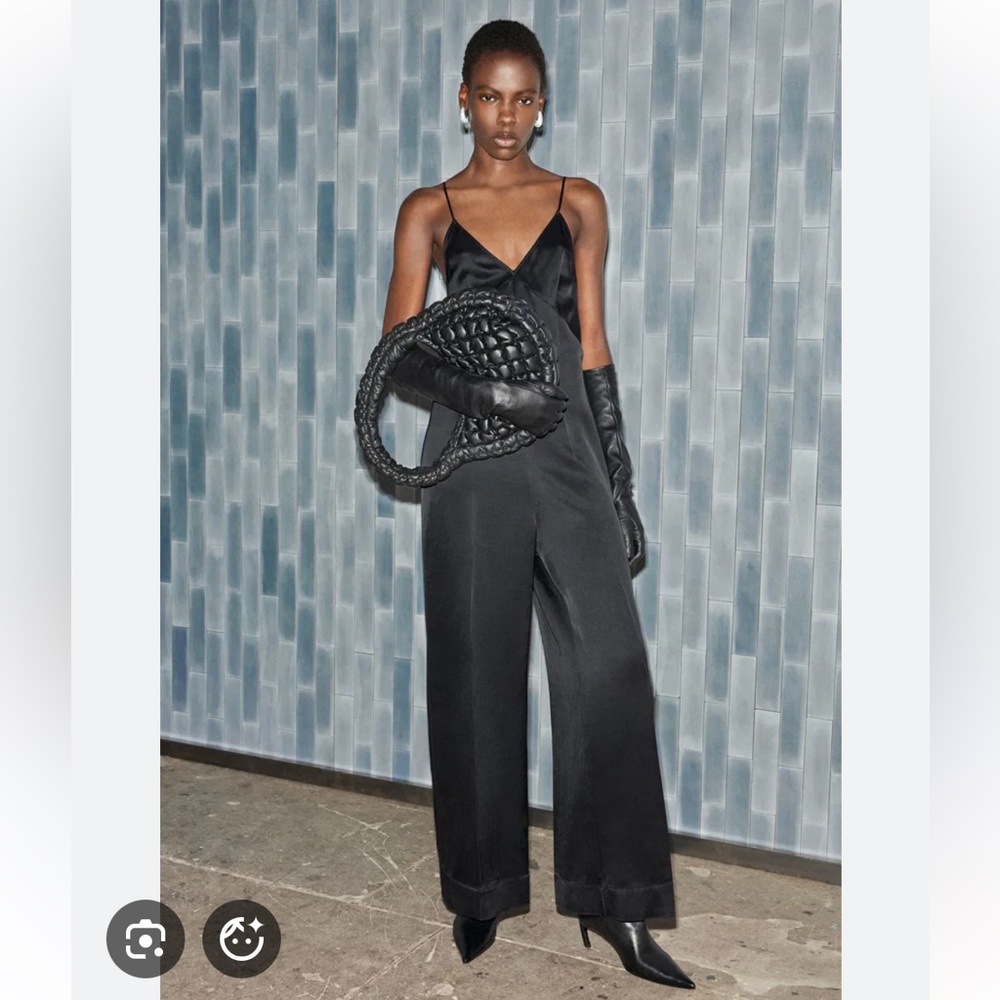COS Black Strapless-Look Slip Dress with Thin Straps